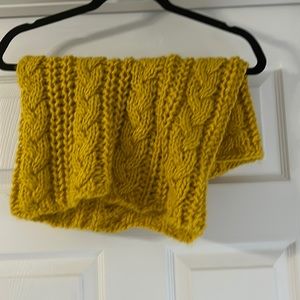 Mustard yellow circular knitted scarf